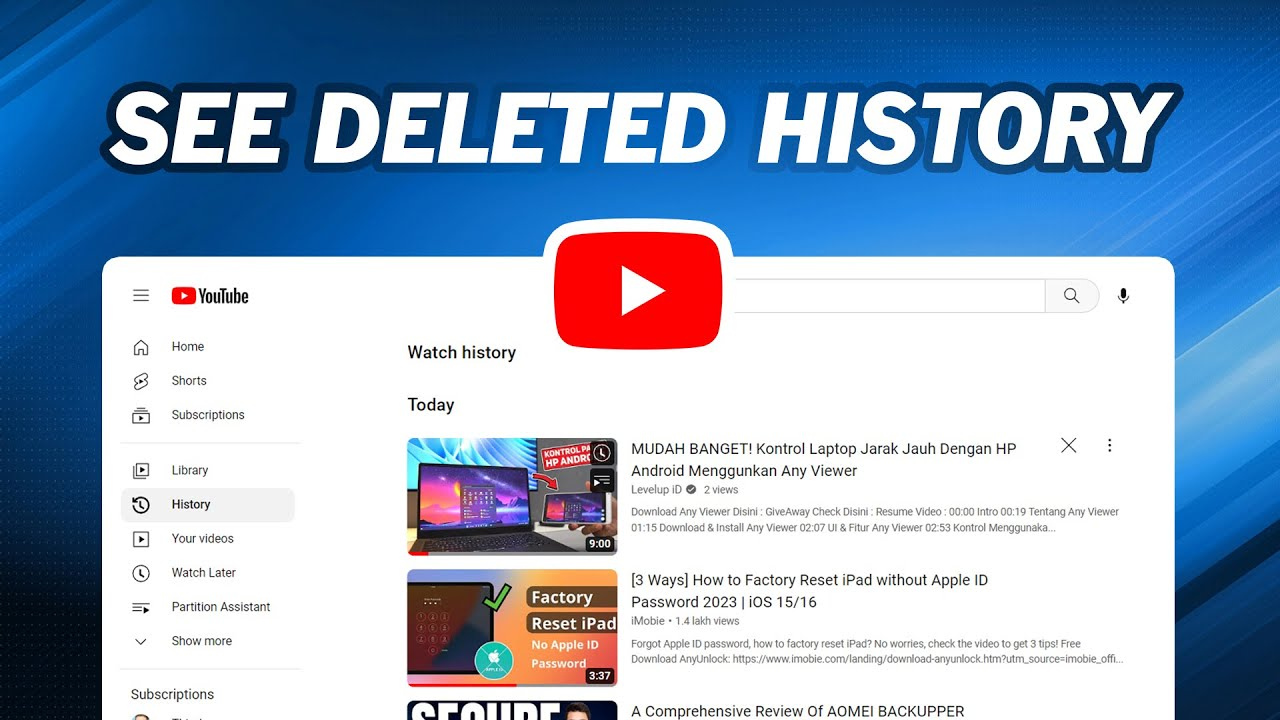 View and Clear Watch History on YouTube